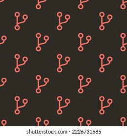 Seamless repeating git branch outline flat icon pattern, black leather jacket and terra cotta color. Backgorund for tablet.