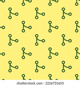 Seamless repeating git merge outline flat icon pattern, mellow yellow and hunter green color. Design for birthday party banner.