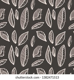 A seamless repeating hand drawn leaf pattern