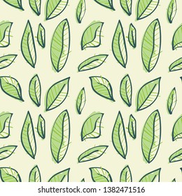 A seamless repeating hand drawn leaf pattern
