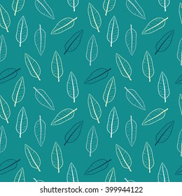 A seamless repeating hand drawn leaf pattern