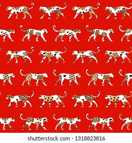 Seamless Repeating Hand Drawn Watercolor Leopard Animal Skin Vector Pattern Isolated Background