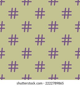 Seamless repeating hash flat icon pattern, medium spring bud and dark lavender color. Design for wrapping paper or postcard.