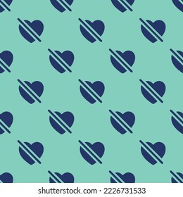 Seamless repeating heart dislike flat icon pattern, pearl aqua and st. patrick's blue color. Background for home screen.