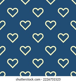 Seamless repeating heart flat icon pattern, dark slate gray and blond color. Background for wedding invitation.