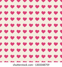 seamless repeating heart pattern background design with small classic pink hearts on white background, valentines day or anniversary design concept