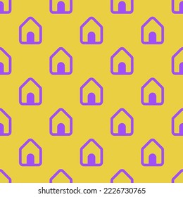 Seamless repeating home alt flat icon pattern, sandstorm and lavender indigo color. Background for music sheet.