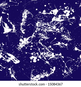 Seamless repeating ink splat design in white and blue