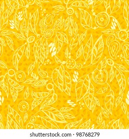 Seamless Repeating  Leaf yellow Background. Vector Leafs Silhouette Seamless Pattern