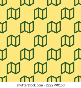 Seamless repeating map flat icon pattern, mellow yellow and hunter green color. Design for wrapping paper or postcard.