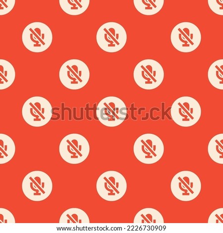 Seamless repeating mic off circle sharp flat icon pattern, carmine pink and moccasin color. Background for slides.