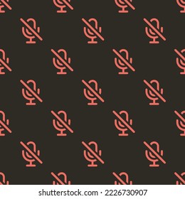 Seamless repeating mic off outline flat icon pattern, black leather jacket and terra cotta color. Background for flyer.