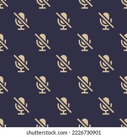 Seamless repeating mic off sharp flat icon pattern, onyx and tan color. Design for brochure cover.