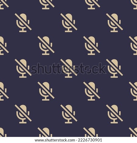 Seamless repeating mic off sharp flat icon pattern, onyx and tan color. Design for brochure cover.