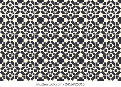 Seamless repeating monochrome seamless pattern. Mosaic ornamental decorative black and white pattern