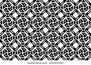Seamless repeating monochrome seamless pattern. Mosaic ornamental decorative black and white pattern