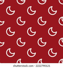 Seamless repeating moon flat icon pattern, ruby red and isabelline color. Design for wrapping paper or postcard.
