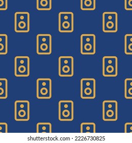 Nahtlose Wiederholung der Musik Lautsprecher flach Symbol Muster, st. Patrick's blaue und indianische gelbe Farbe. Design für Quiz.