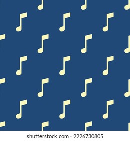 Seamless repeating musical note sharp flat icon pattern, dark slate gray and blond color. Design for brochure cover.