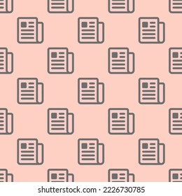 Seamless repeating newspaper outline flat icon pattern, unbleached silk and dim gray color. Design for notes.