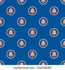Seamless repeating notifications circle outline flat icon pattern, usafa blue and dark salmon color. Background for quotes.