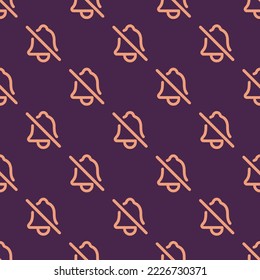 Seamless repeating notifications off outline flat icon pattern, purple taupe and light salmon color. Background for logo design.
