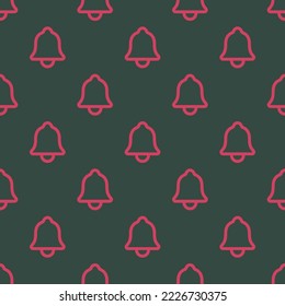 Seamless repeating notifications outline flat icon pattern, charcoal and brick red color. Background for logo design.