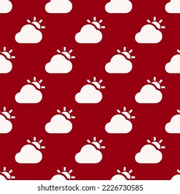 Nahtlose Wiederholung teilweise sonnigen scharfen flachen Symbol Muster, Karmin-und weiße Rauchfarbe. Hintergrund für Jubiläumspostkarte.