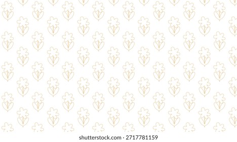 Patrón Floral De Línea Naranja Pastel Repetitivo Sin Costuras. Diseño de contorno de flores minimalistas limpias para textiles y Fondos de pantalla