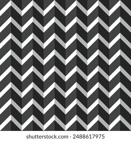 seamless repeating pattern of 3d style zig zag broken lines in black and white