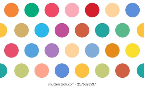 Seamless repeating pattern abstarct bright colorful circles shape. Modern geometric vintage art. Fun kids fabric texture round design. Polka dots gift paper print