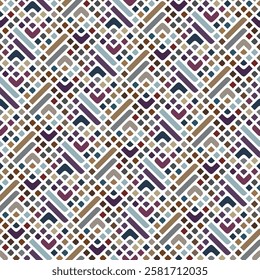 Seamless repeating pattern with an abstract simple design made of small square tiles arranged in diagonal lines. Modern geometric mosaic style. Vector illustration.