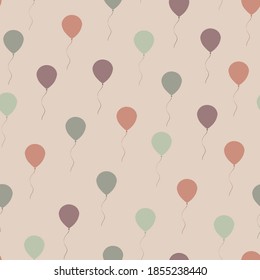 Seamless repeating pattern of air ballons on beige background