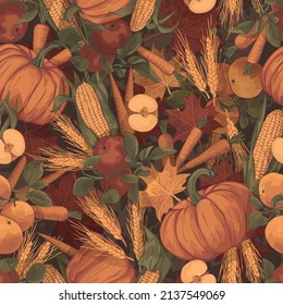 Seamless repeating pattern of all kinds of vegetables