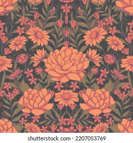 Seamless repeating pattern of all kinds of flowers