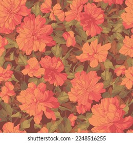Seamless repeating pattern of all kinds of flowers