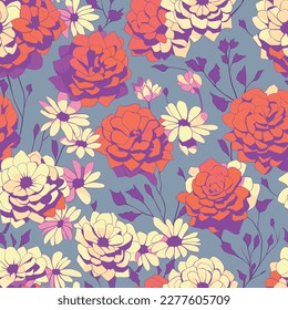 Seamless repeating pattern of all kinds of flowers