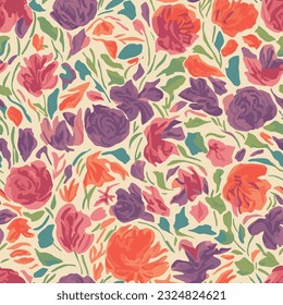 Seamless repeating pattern of all kinds of flowers