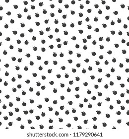 Seamless repeating pattern with apples in black on cream background. Retro style tiling background, poster, textile, greeting card design. eps 10