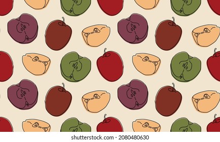 seamless repeating pattern with apples. vector illustration