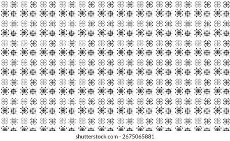 Seamless repeating pattern of black floral geometric ornaments on white background Keywords pattern, seamless.eps