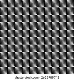 A seamless, repeating pattern of black and metallic gray volumetric square tiles arranged in a grid, creating a textured and slightly three-dimensional mosaic effect with subtle light and shadow.