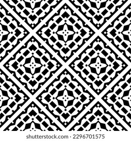 Seamless repeating pattern.  Black and white pattern for web page, textures, card, poster, fabric, textile.