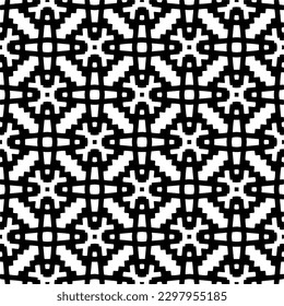 Patrón de repetición sin inconvenientes.  Patrón blanco y negro para página web, texturas, tarjeta, afiche, tela, textil.