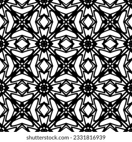 Seamless repeating pattern.  Black and white pattern for web page, textures, card, poster, fabric, textile.