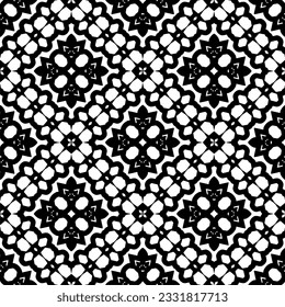 Patrón de repetición sin inconvenientes.  Patrón blanco y negro para página web, texturas, tarjeta, afiche, tela, textil.