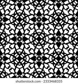 Seamless repeating pattern.  Black and white pattern for web page, textures, card, poster, fabric, textile. Elements of Design.