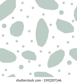 Seamless repeating pattern with blue geometric shapes and pastel blue stripes on beige background. Abstract Style Design. Vector Illustration.