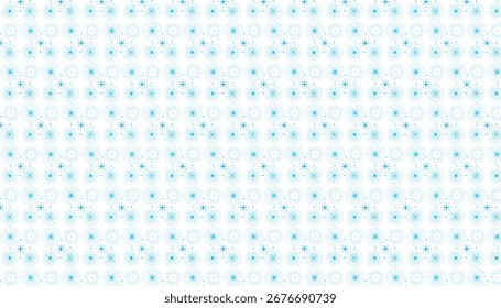 A seamless repeating pattern of blue starburst floral shapes on a white background.