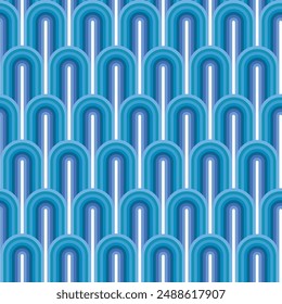 seamless repeating pattern of blue waves in 3d style